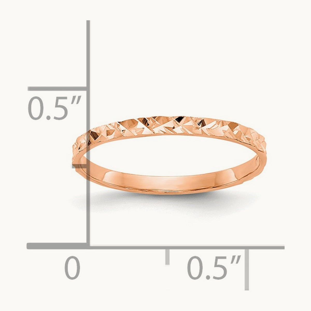 Diamond-cut Design Band Childs Ring — 14K Rose Gold