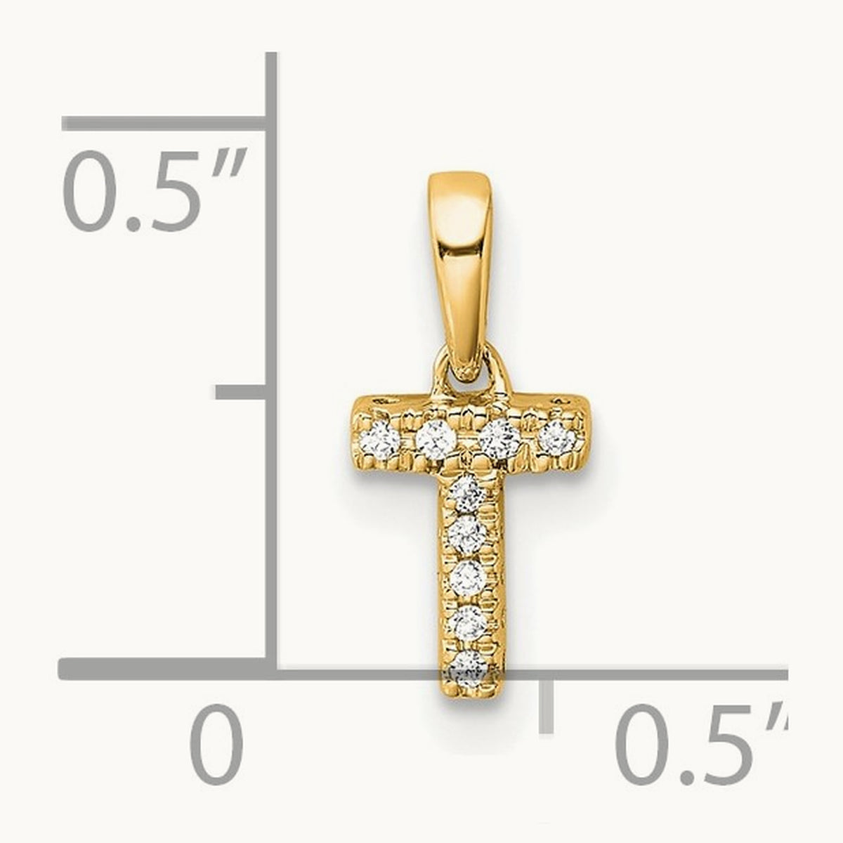 Diamond Initial with Bail Pendant — 14K Yellow Gold, T