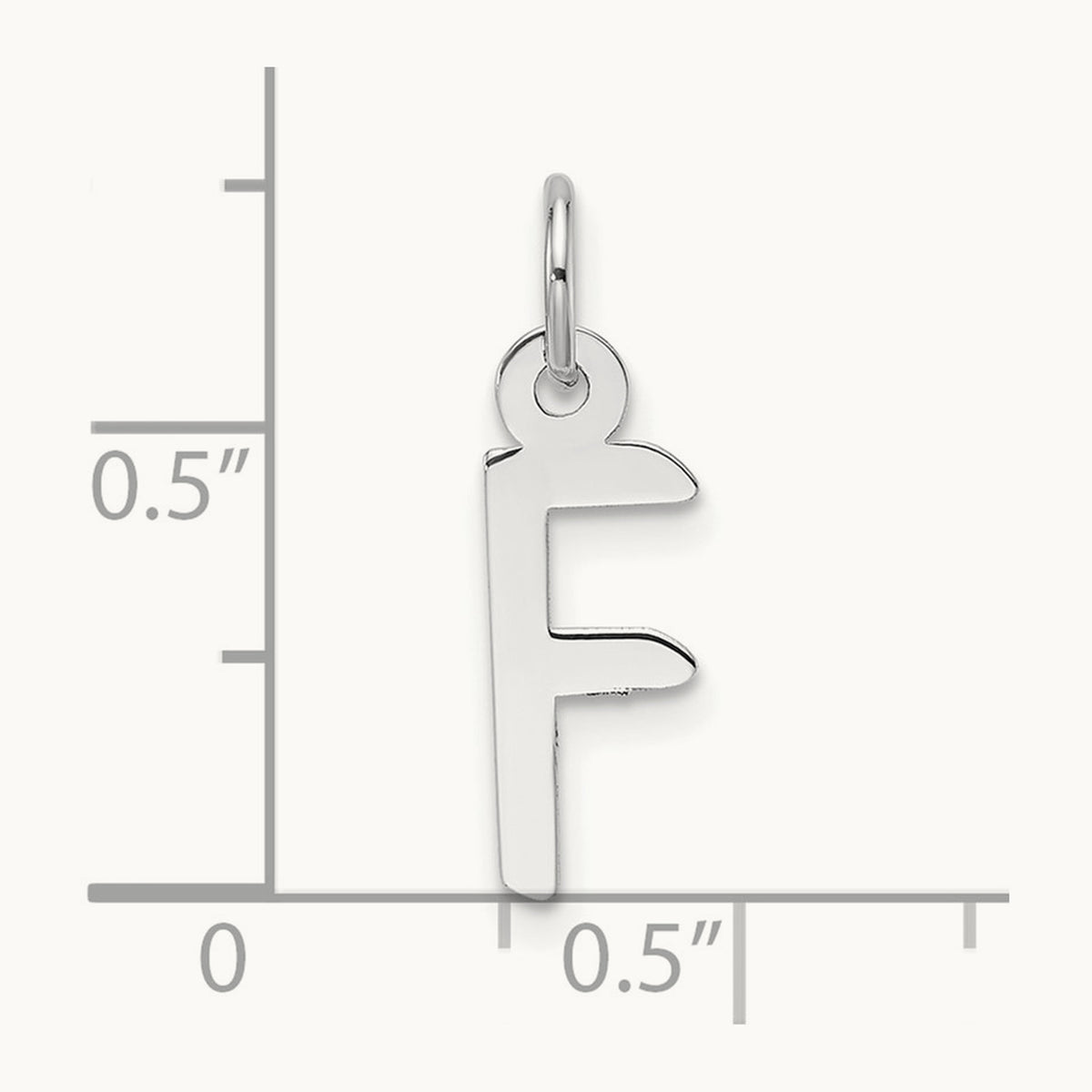 Slanted Block Initial Charm — 14K White Gold, F