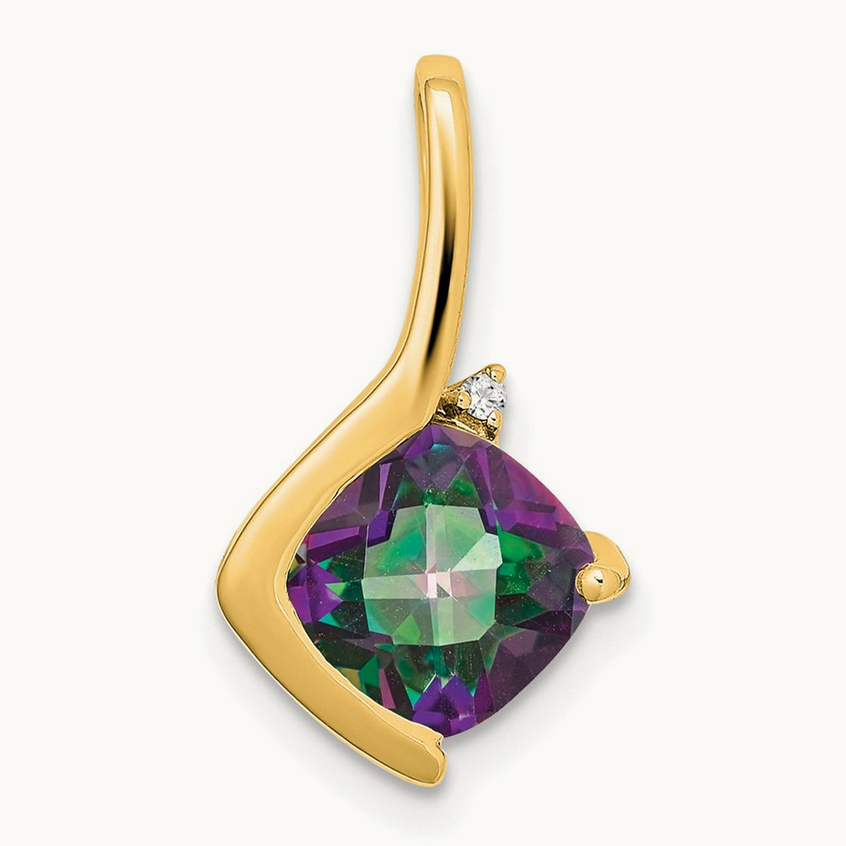 Cushion Mystic Fire Topaz and Diamond Pendant — photo set