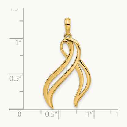 Polished Awareness Ribbon Pendant, 14K