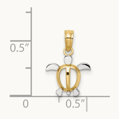 Sea Turtle Charm, 14K with White Rhodium