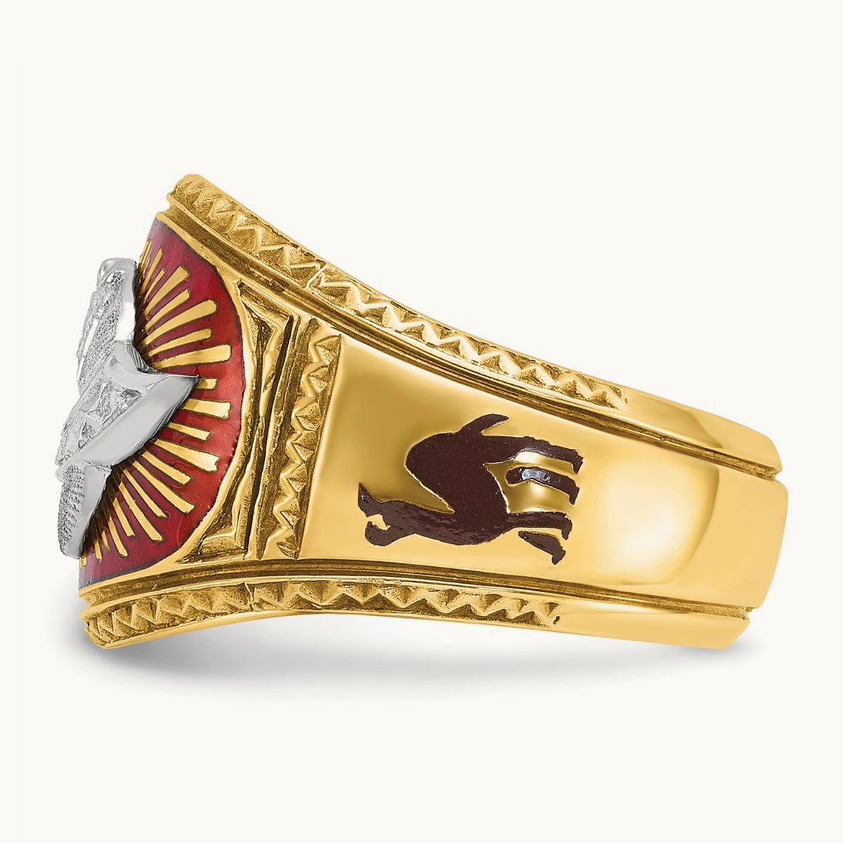 14ktt IBGoodman Men's Textured & Enameled Masonic Shriner's Ring