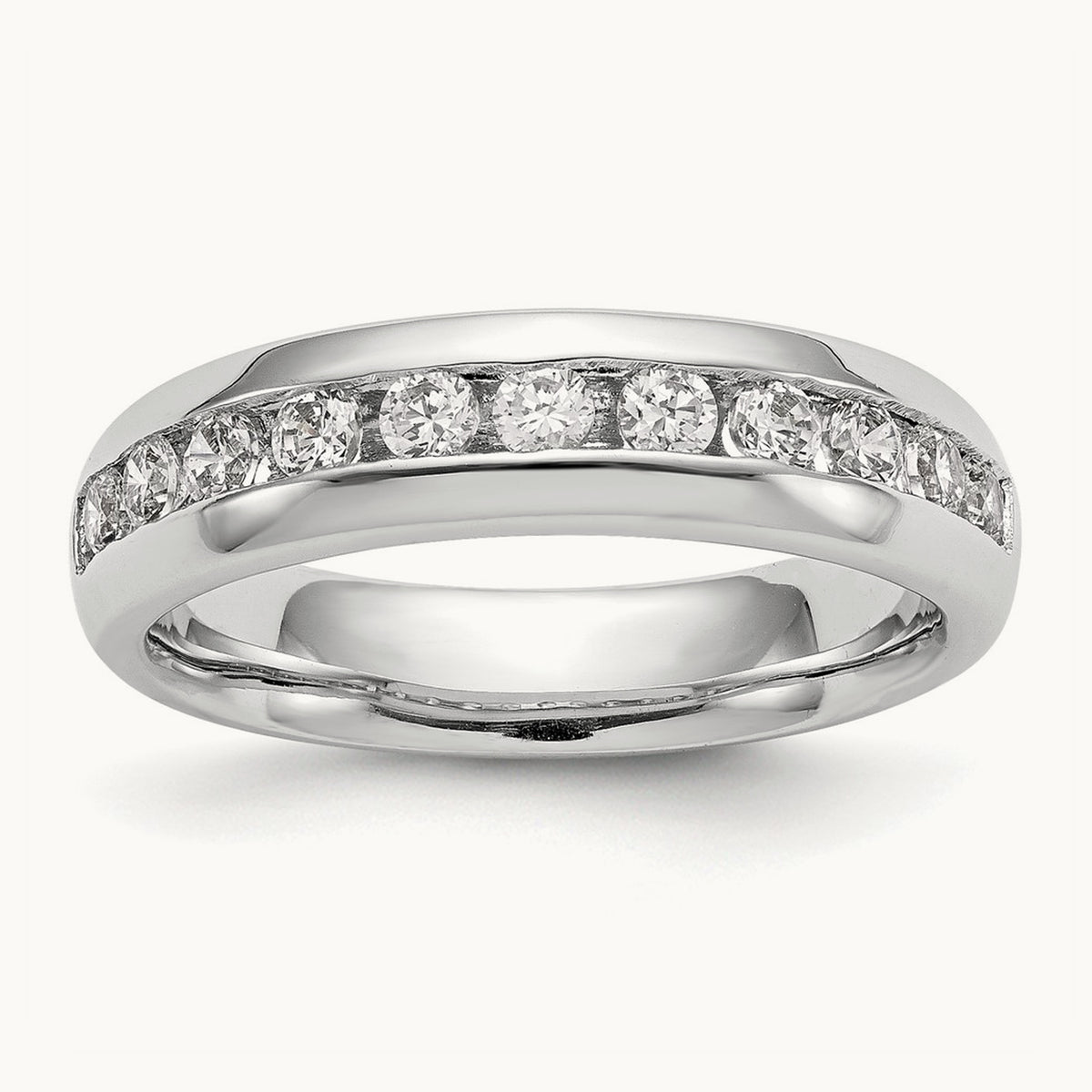 11-Stone Diamond Channel Band, 14K White Gold