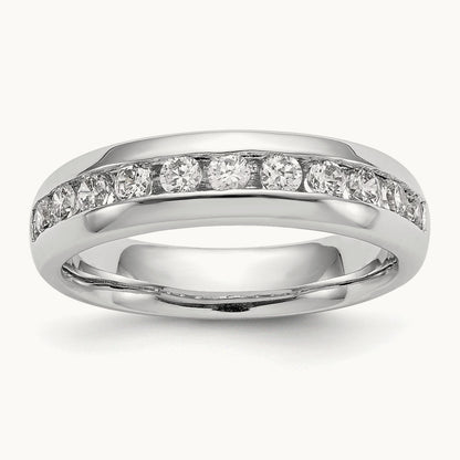 11-Stone Diamond Channel Band, 14K White Gold