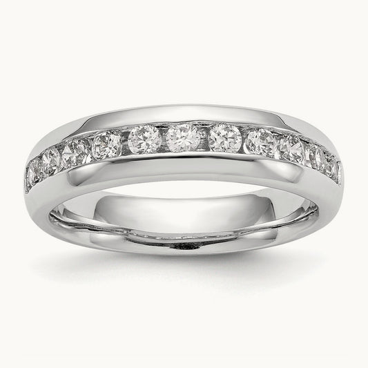 11-Stone Diamond Channel Band, 14K White Gold