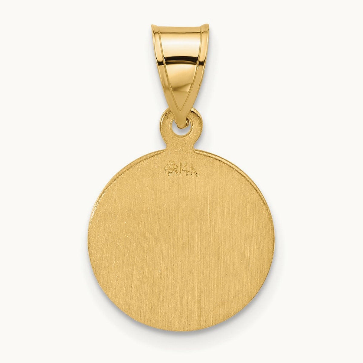 Polished and Satin Solid Miraculous Mary Plain Back Medal, 14K