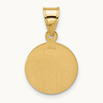 Polished and Satin Solid Miraculous Mary Plain Back Medal, 14K