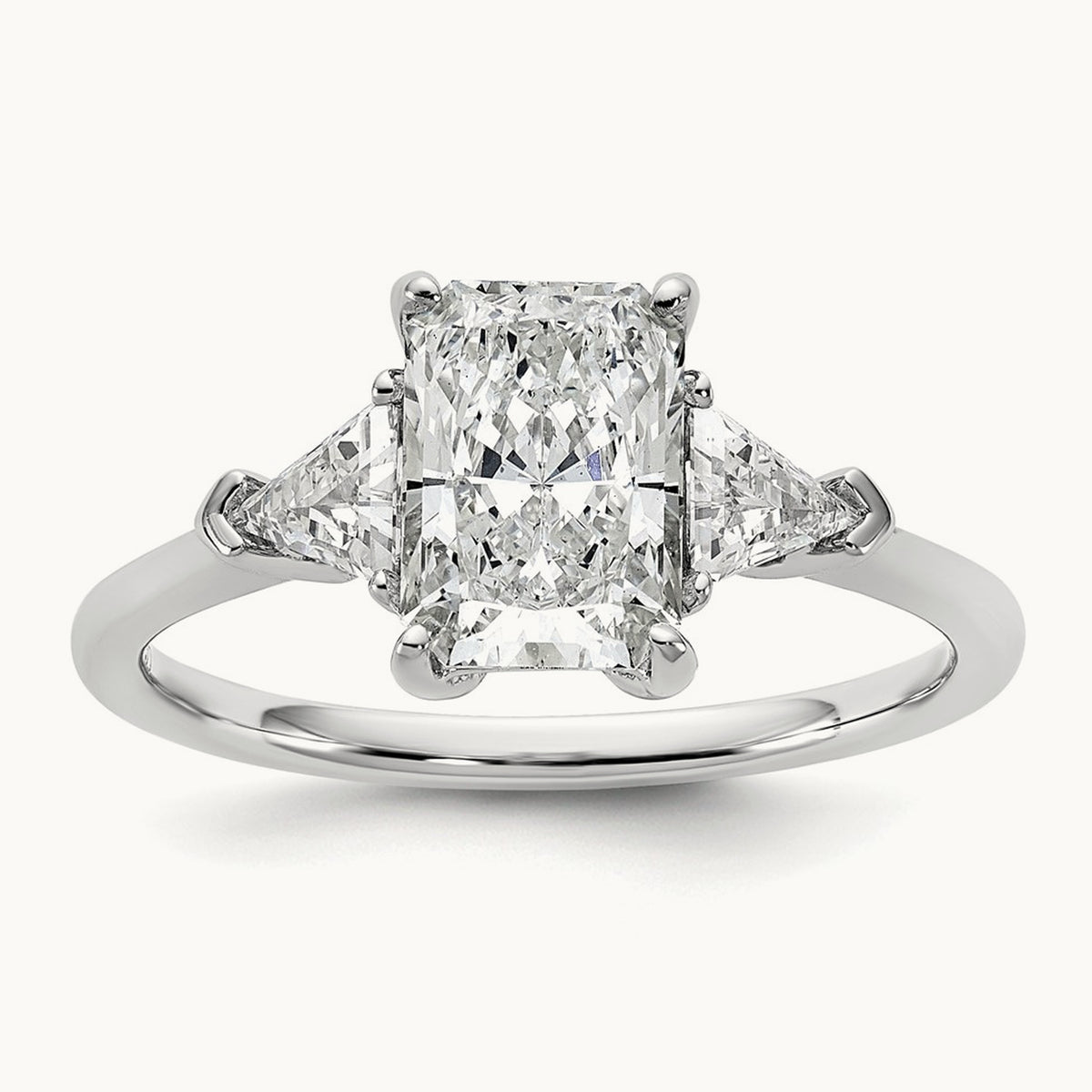 Radiant & Triangle Engagement Ring, 1.25-3.50 ct tw Lab-Grown Diamond — 2 ct, 14K White Gold