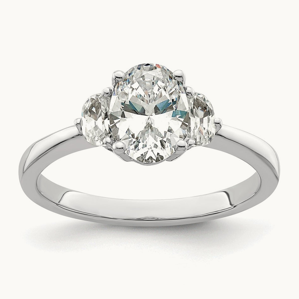 3 Stone Half Moon/Oval Semi-Mount Ring, 0.50 ct tw