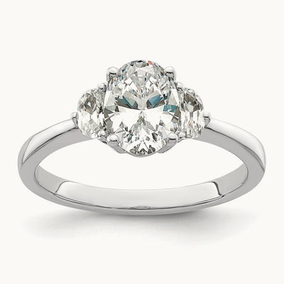 3 Stone Half Moon/Oval Semi-Mount Ring, 0.50 ct tw