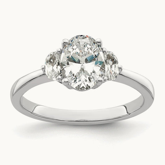 3 Stone Half Moon/Oval Semi-Mount Ring, 0.50 ct tw