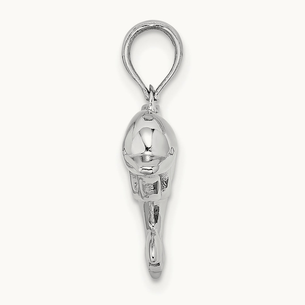 3-D Puffed Dolphin Charm, 14K White Gold