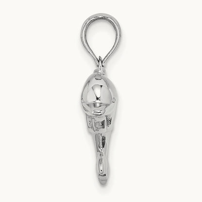3-D Puffed Dolphin Charm, 14K White Gold