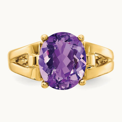 11x9mm Oval Amethyst ring, 14K