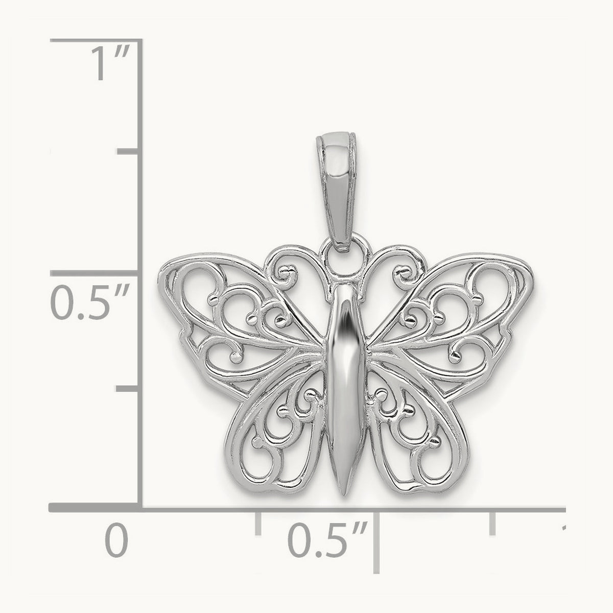 Filigree Butterfly Charm — 14K White Gold