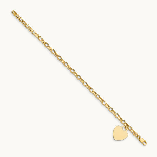 Heart Charm Bracelet, 14K
