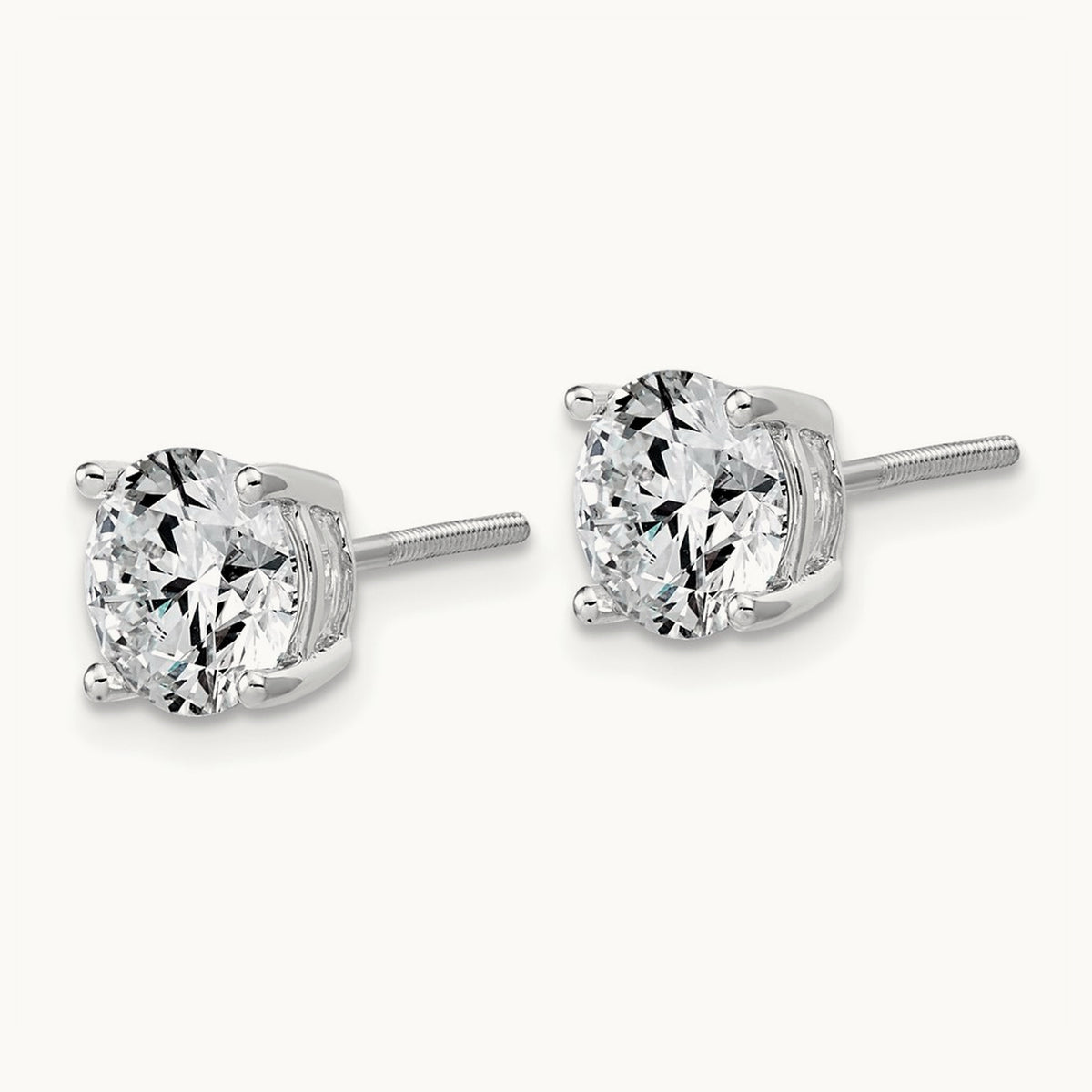 Lightweight Screwback Earrings, 0.25-4.00 ct tw Lab-Grown Diamond — 14K White Gold
