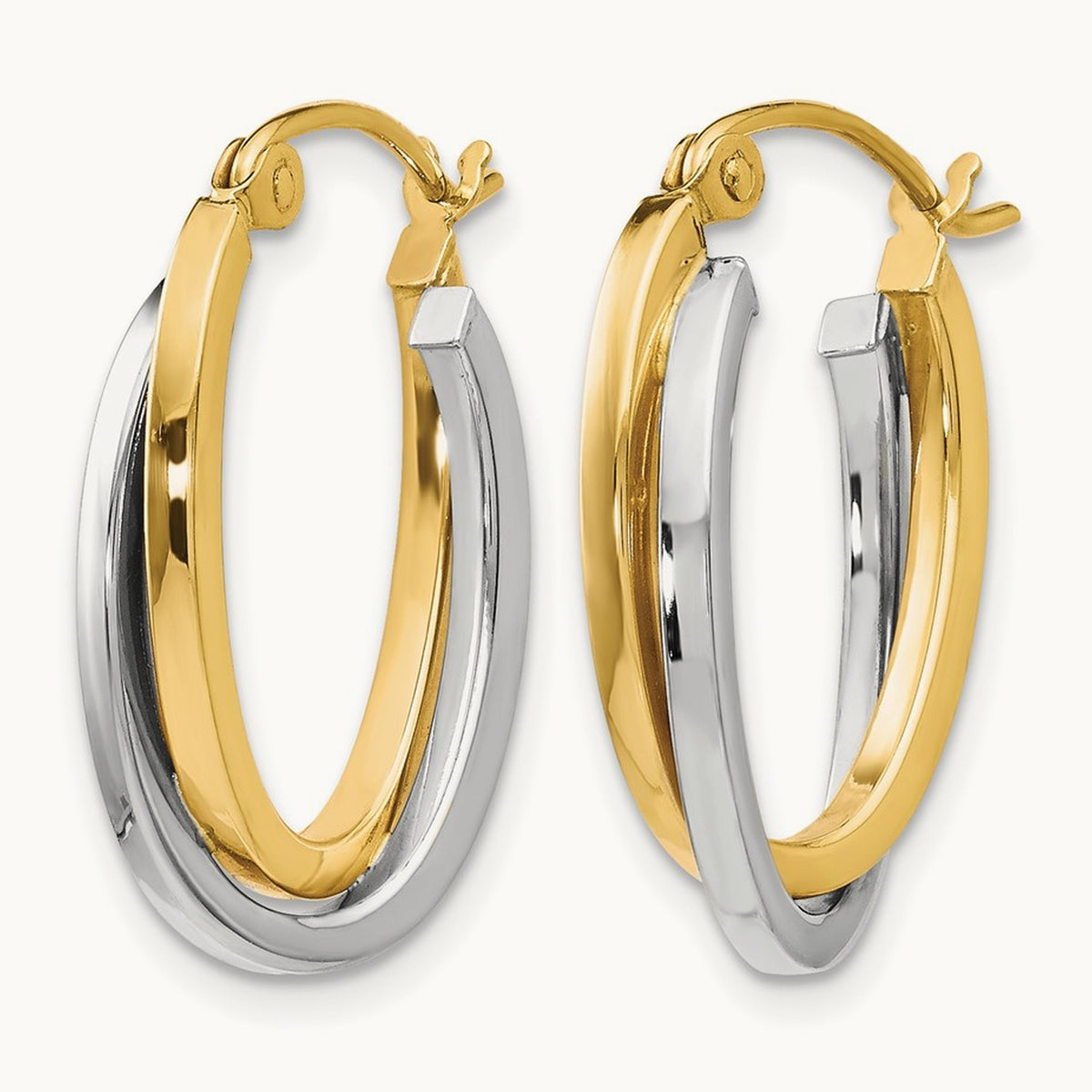 Polished Hinged Hoop Earrings, 10K Two-tone — Leslie's