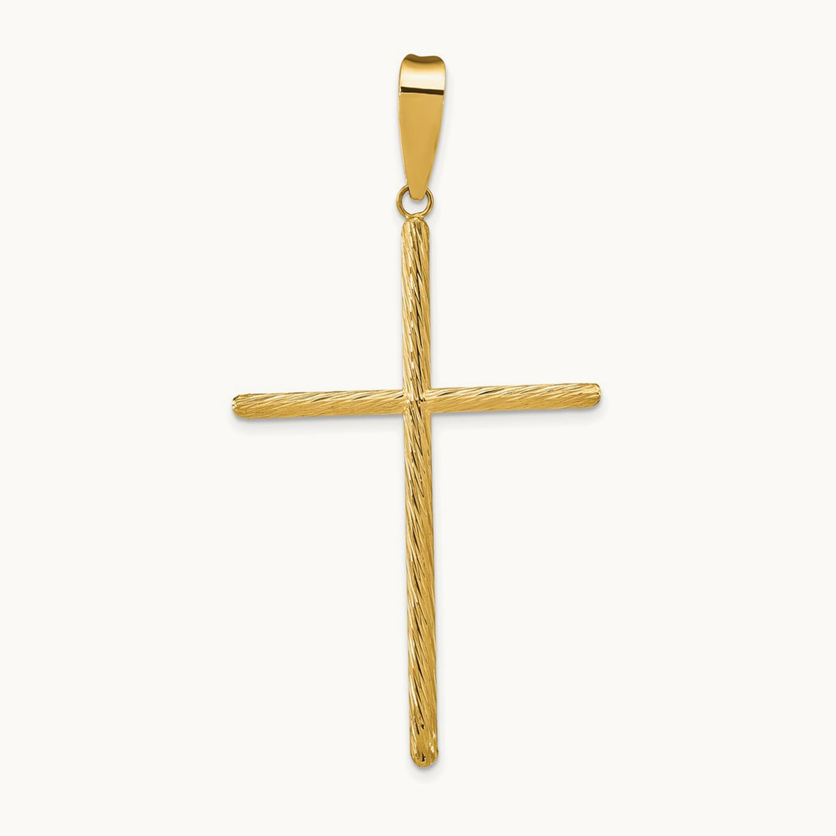 Polished & Textured Fancy Cross Pendant — 59.25mm
