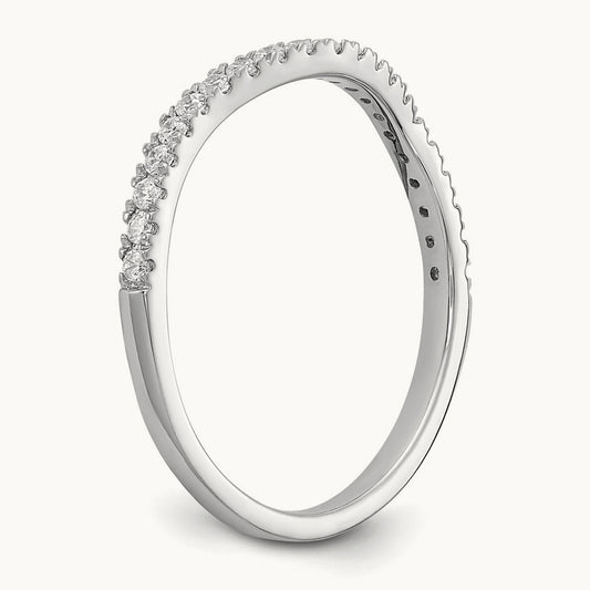 Diamond Contoured Wedding Band, 14K White Gold