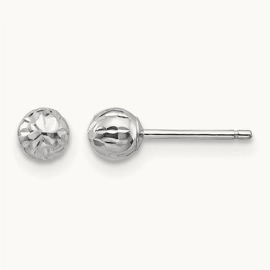 Madi K Diamond Cut 4M Ball Post Earrings, 14K White Gold