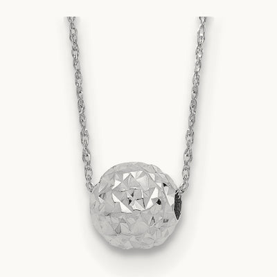Bead 18in Necklace, 14K White Gold