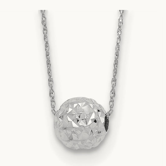 Bead 18in Necklace, 14K White Gold