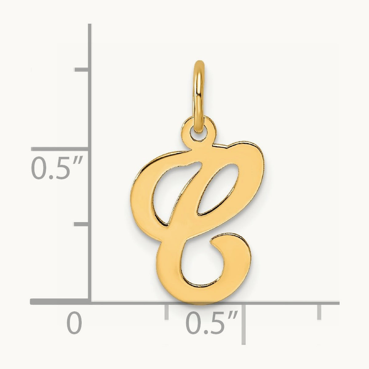 Script Initial Charm, 14K Yellow Gold