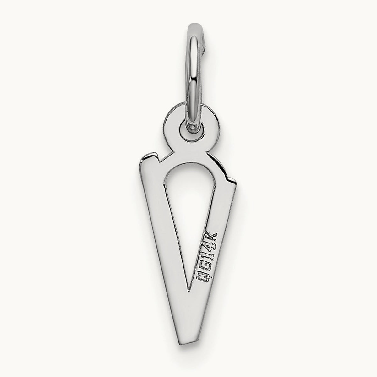 Small Slanted Block Initial Charm — 14K White Gold, V