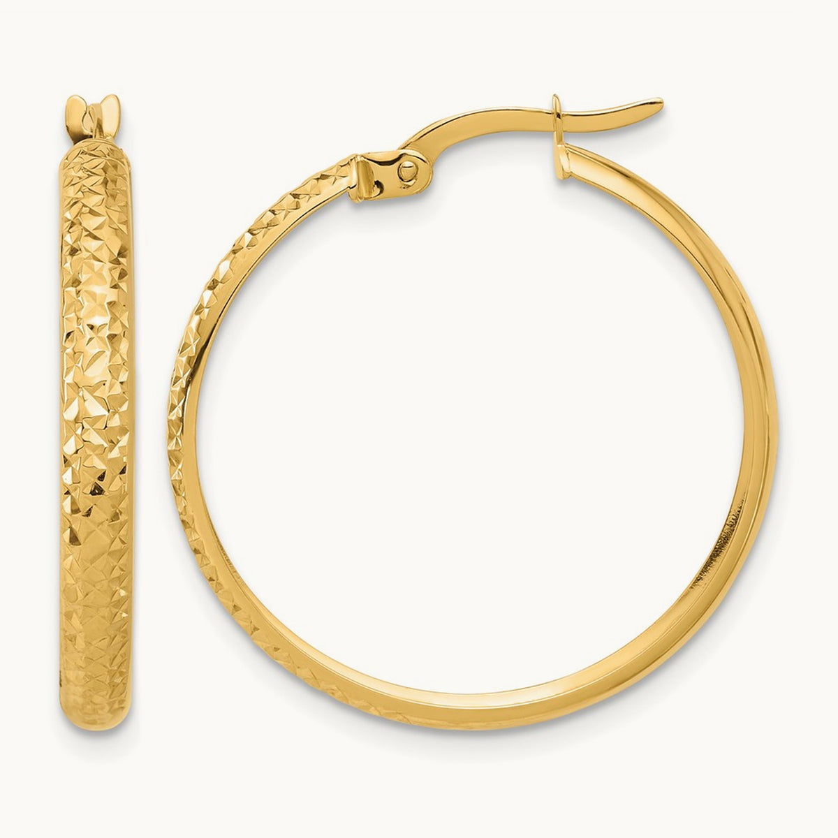 Polished and Diamond-cut Hoop Earrings — 26.75mm
