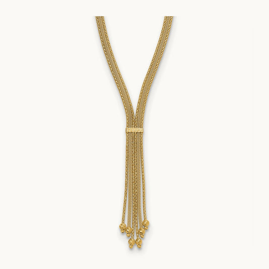 Polish/Texture/Dia-cut Fancy Drop Necklace, 14K — Leslie's