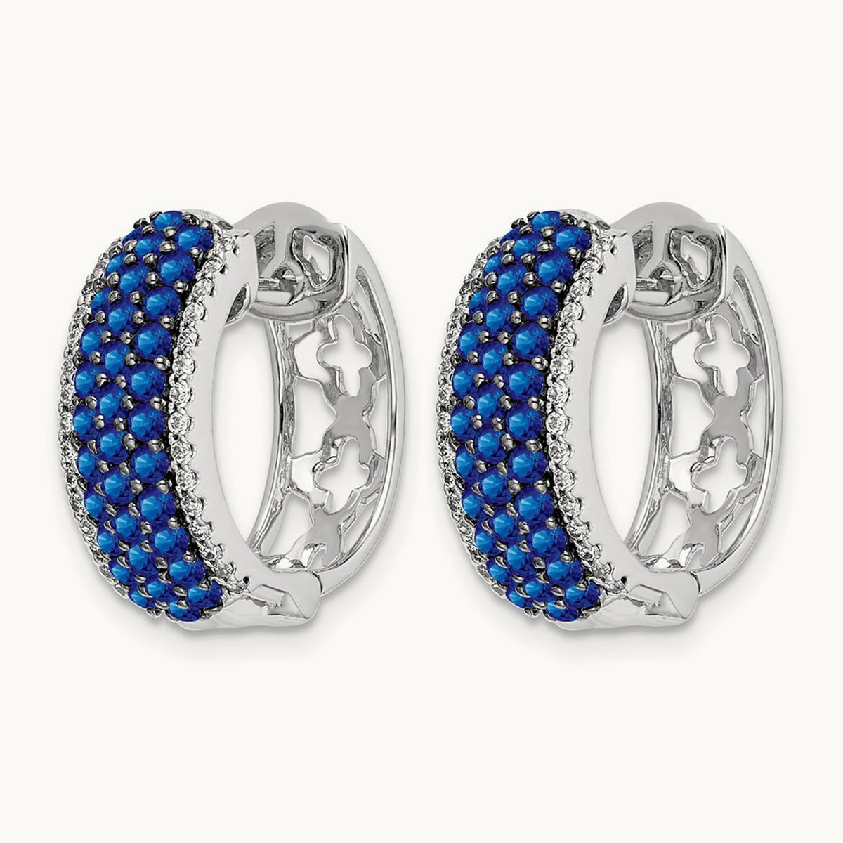 Diamond and Sapphire Hinged Hoop Earrings — photo set