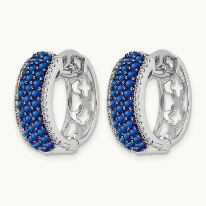 Diamond and Sapphire Hinged Hoop Earrings — photo set