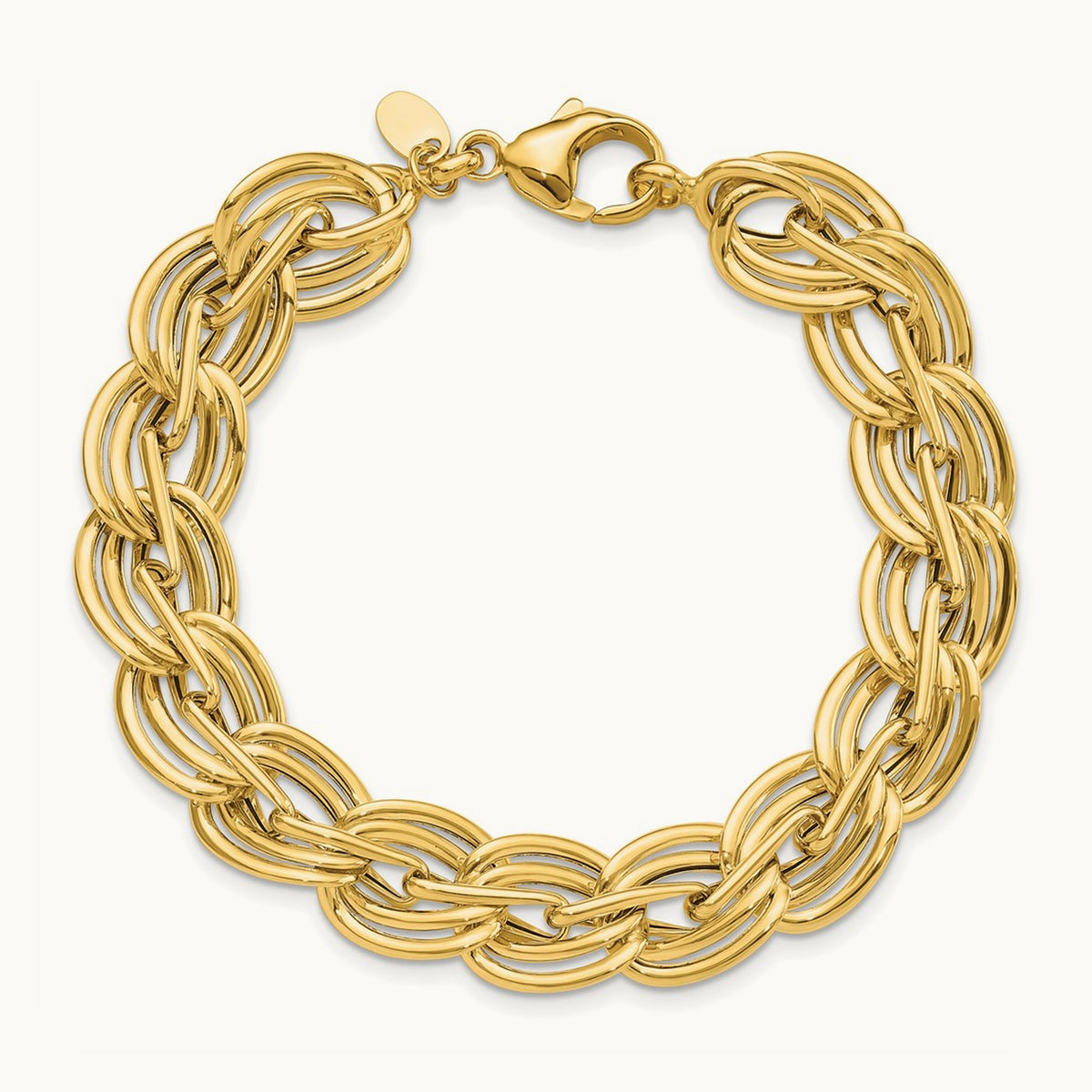 Polished Fancy Link Bracelet, 14K