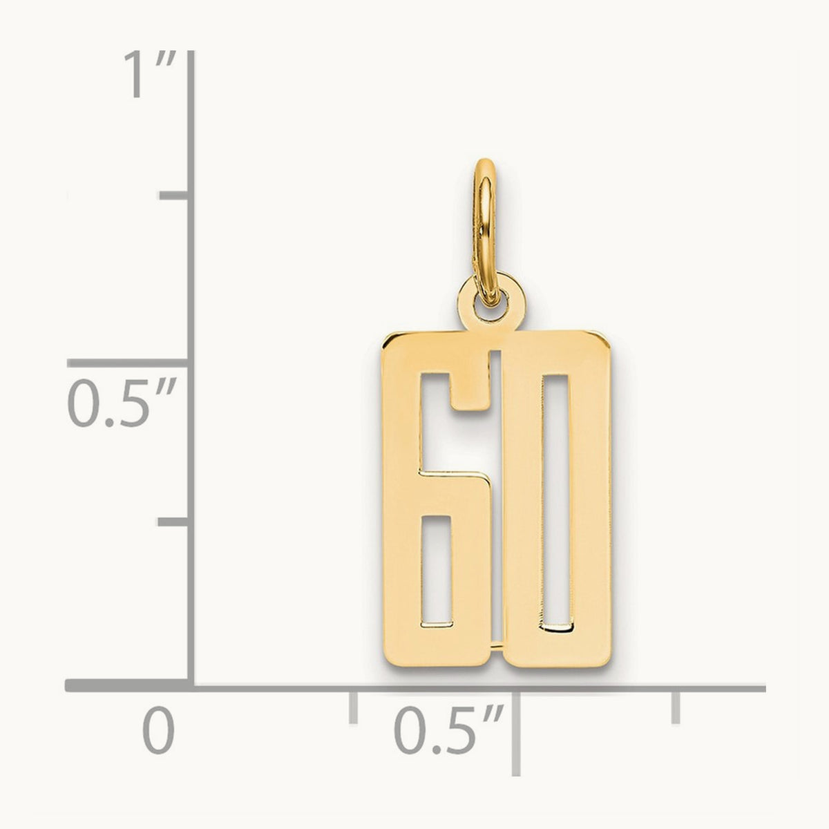 Small Elongated Number 60 Charm, 14K