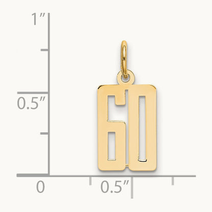 Small Elongated Number 60 Charm, 14K