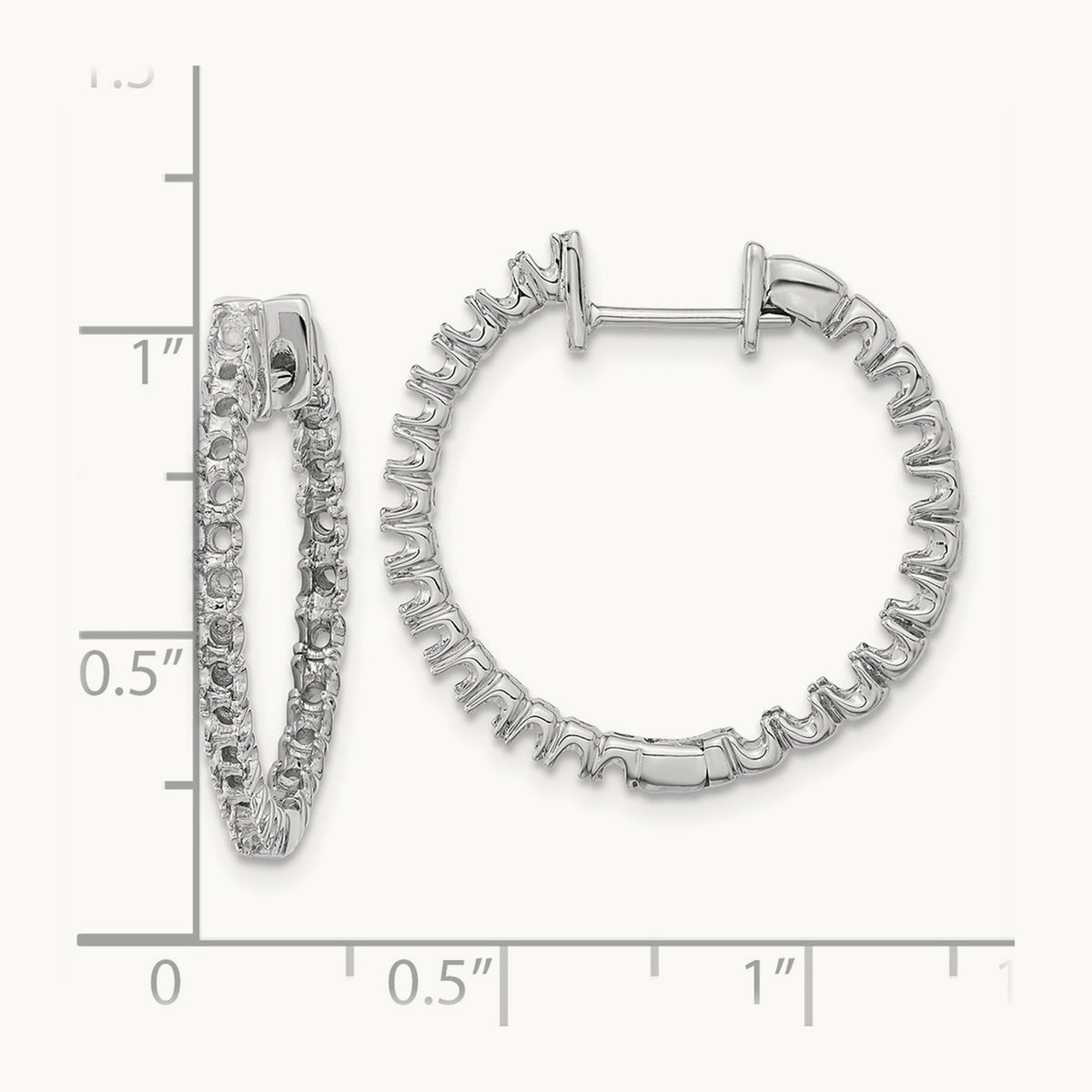 A Diamond Hinged Hoop Earrings, 14K White Gold