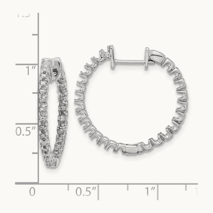 A Diamond Hinged Hoop Earrings, 14K White Gold