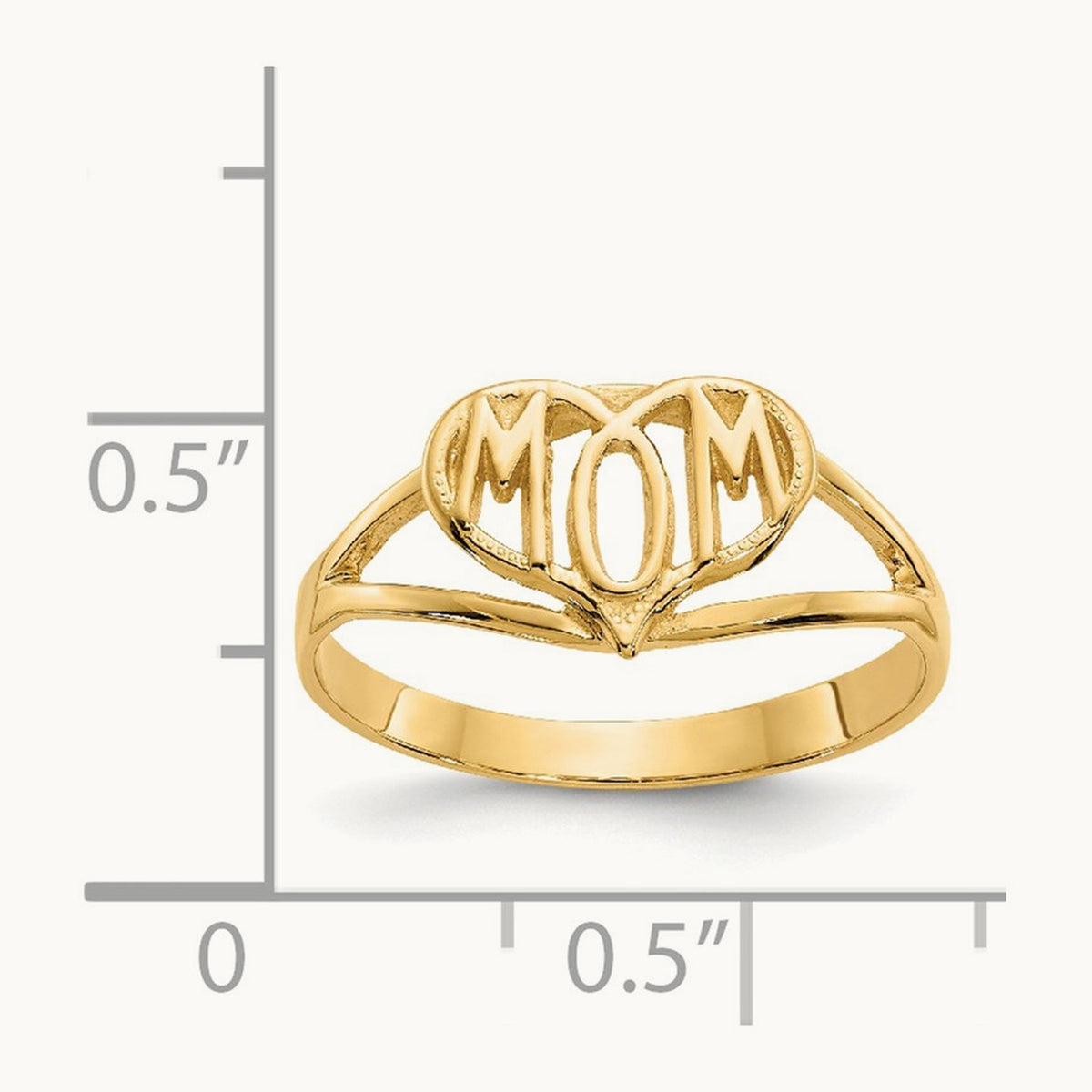 Polished Mom Heart Ring, 14K