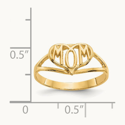 Polished Mom Heart Ring, 14K