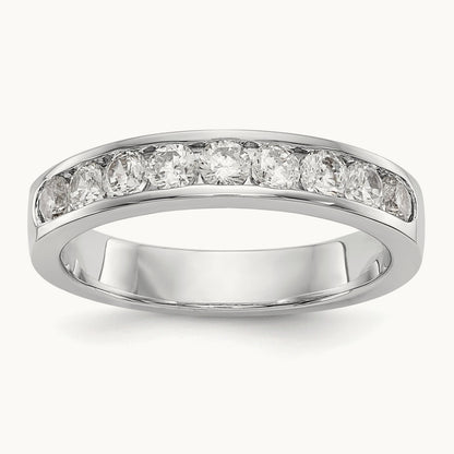 9-Stone Diamond Channel Band, Platinum