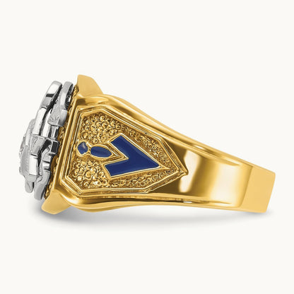 14ktt IBGoodman Men's Enameled & Diamond Blue Lodge Masonic Ring