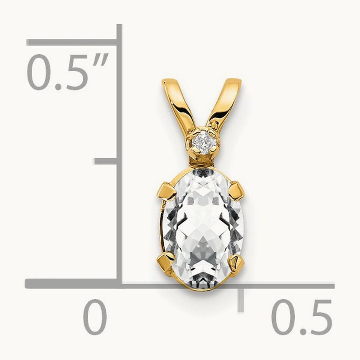 Diamond & White Topaz Birthstone Pendant — 14K Yellow Gold
