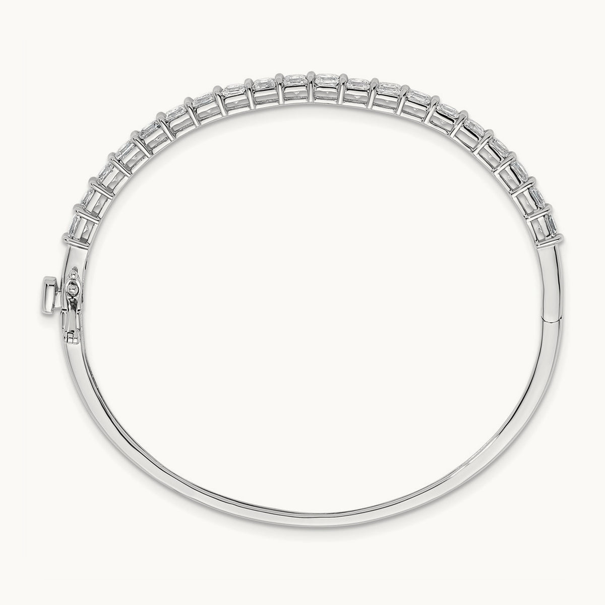 Hinged Bangle, 3.50 ct tw Lab-Grown Diamond — 14K White Gold