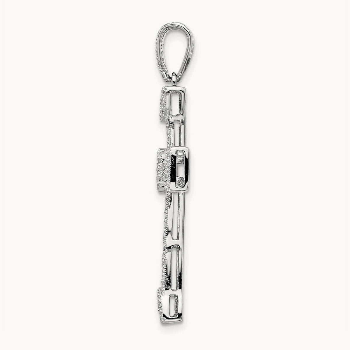 Diamond Filigree Cross Pendant, 14K White Gold