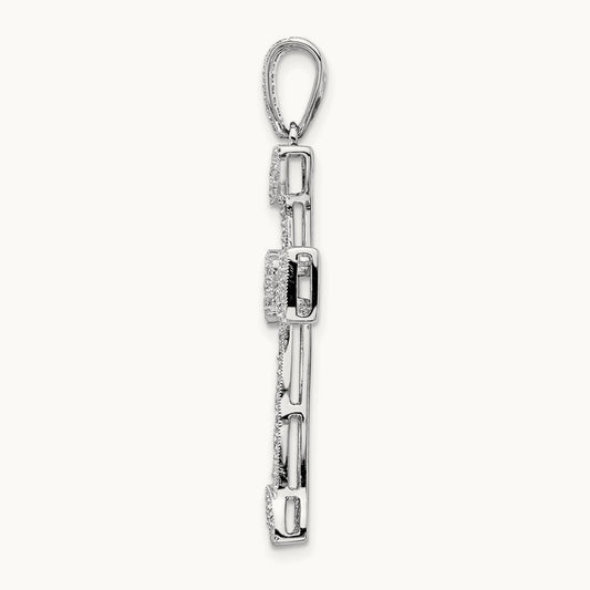 Diamond Filigree Cross Pendant, 14K White Gold
