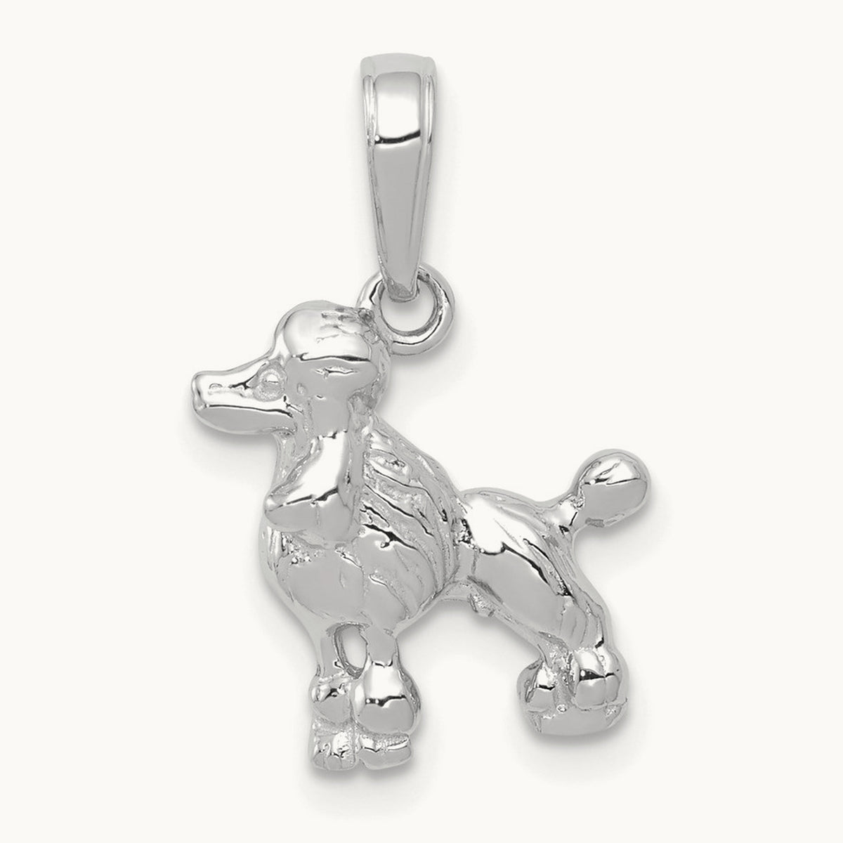 Poodle Dog Pendant — 14K White Gold