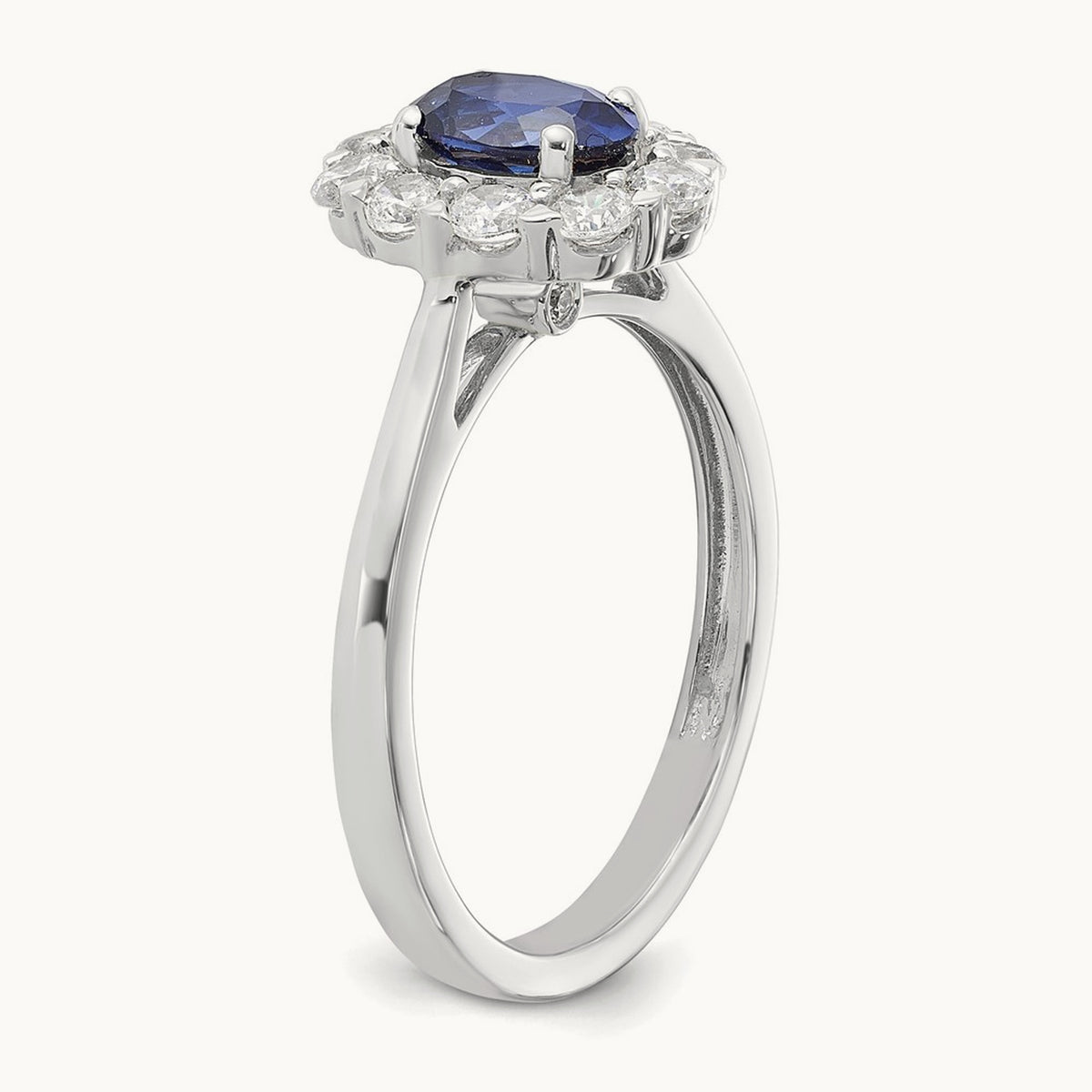 Created Sapphire Halo Ring — 7