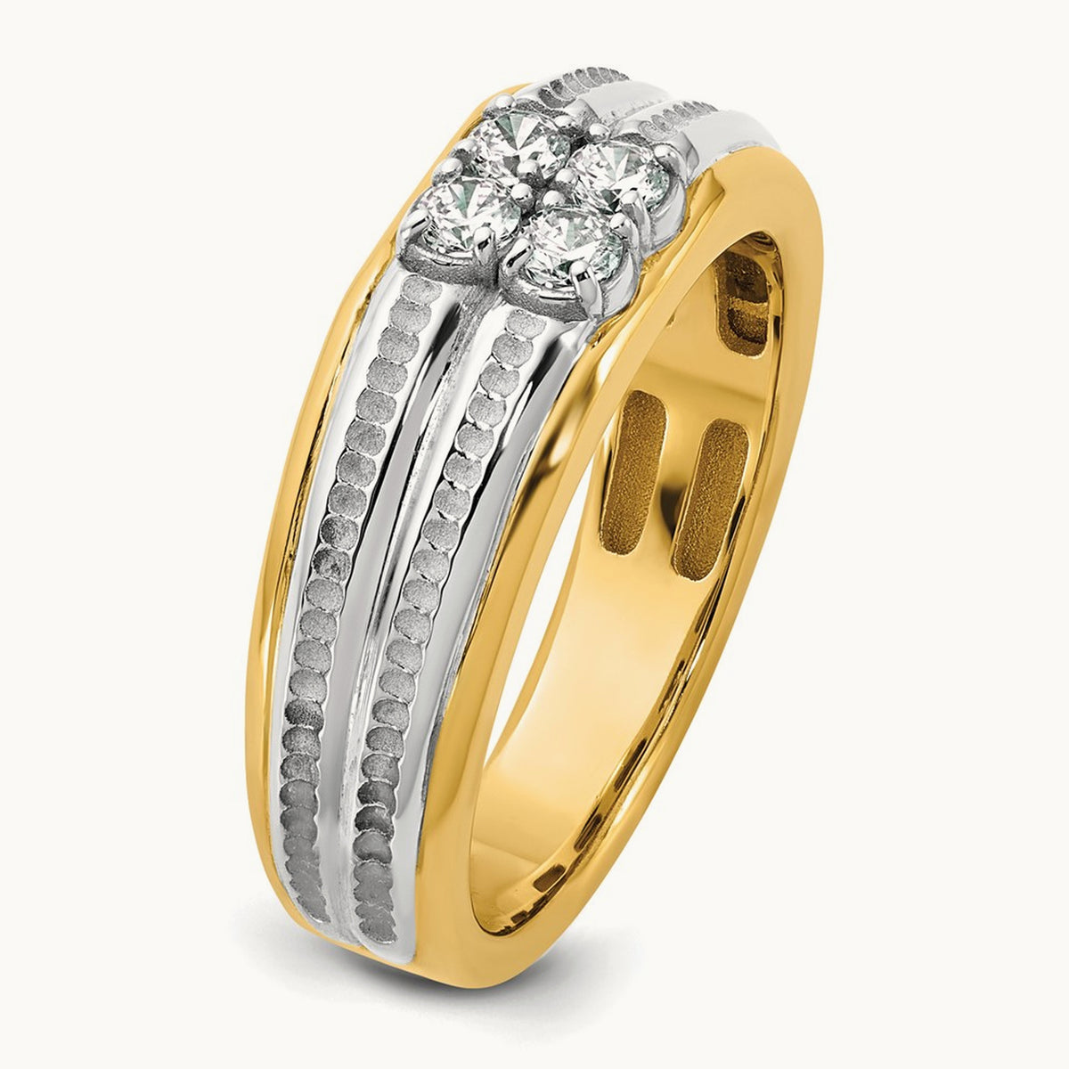 14ktt IB Goodman Mens Polished Complete 4-Stone 1/3ct Diamond Ring